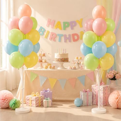 2Set Pastel Balloon Column Kit, Anti-Tip Sand-Fill Base For Party in 2 Count (Pack of 1) in 5 Classic Retro, alternate view 5