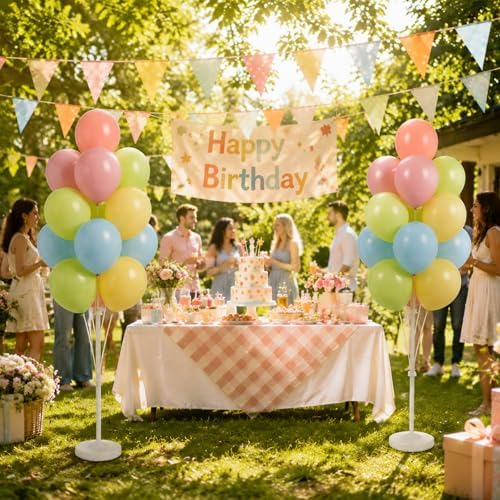 2Set Pastel Balloon Column Kit, Anti-Tip Sand-Fill Base For Party in 2 Count (Pack of 1) in 5 Classic Retro, alternate view 7