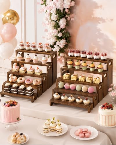 2Set Wooden Cupcake Display Stand 50 Cupcakes Dessert Table Display Set Wood Rustic Cupcake Stand Wooden 5, alternate view 2
