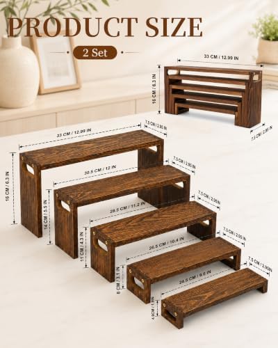 2Set Wooden Cupcake Display Stand 50 Cupcakes Dessert Table Display Set Wood Rustic Cupcake Stand Wooden 5, alternate view 3