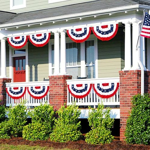 2x4 Ft American Bunting Flags Outdoor, USA Pleated Fan Flag for Outside, 4th of July Decorations Memorial Day, alternate view