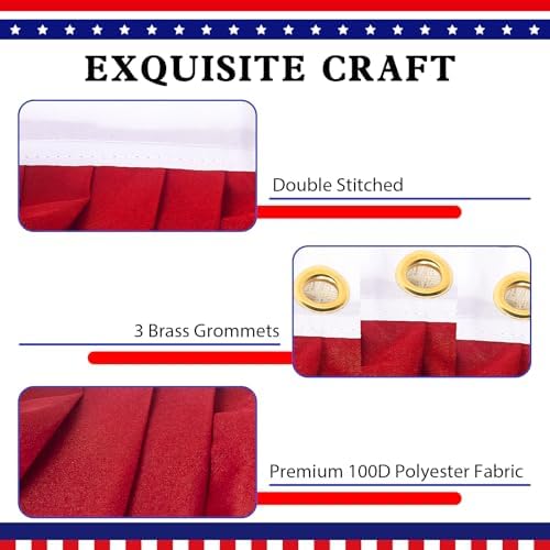 2x4 Ft American Bunting Flags Outdoor, USA Pleated Fan Flag for Outside, 4th of July Decorations Memorial Day, alternate view
