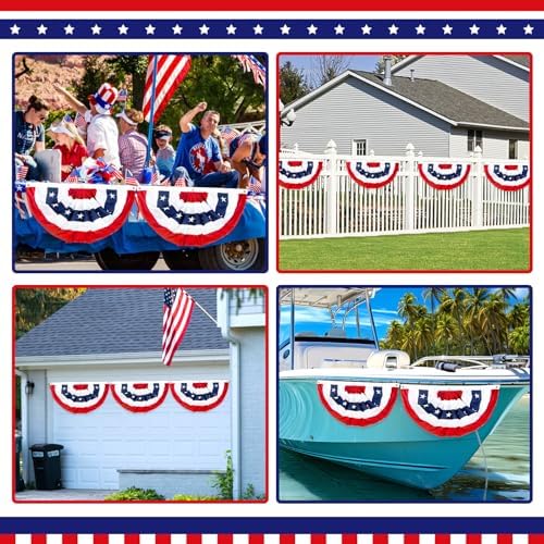 2x4 Ft American Bunting Flags Outdoor, USA Pleated Fan Flag for Outside, 4th of July Decorations Memorial Day, alternate view