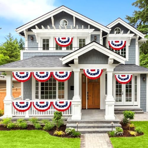 2x4 Ft American Bunting Flags Outdoor, USA Pleated Fan Flag for Outside, 4th of July Decorations Memorial Day, alternate view