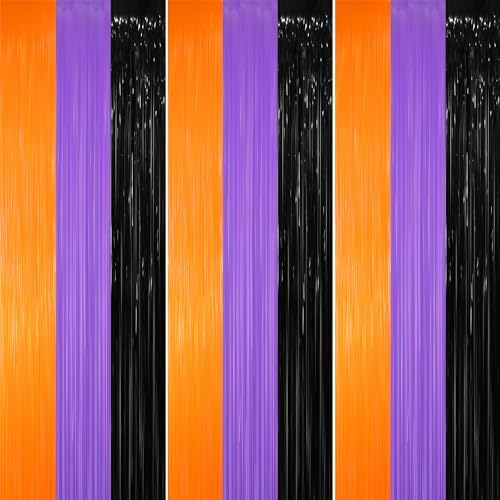 3.2 ft x 8.2 ft Metallic Tinsel Foil Fringe Party Backdrop for Halloween Birthday Graduation New Year's Party