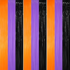 3.2 ft x 8.2 ft Metallic Tinsel Foil Fringe Party Backdrop for Halloween Birthday Graduation New Year's Party