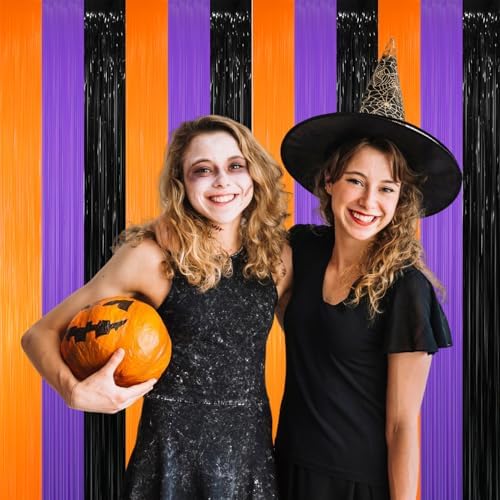 3.2 ft x 8.2 ft Metallic Tinsel Foil Fringe Party Backdrop for Halloween Birthday Graduation New Year's Party, alternate view