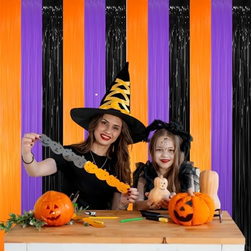 3.2 ft x 8.2 ft Metallic Tinsel Foil Fringe Party Backdrop for Halloween Birthday Graduation New Year's Party, alternate view