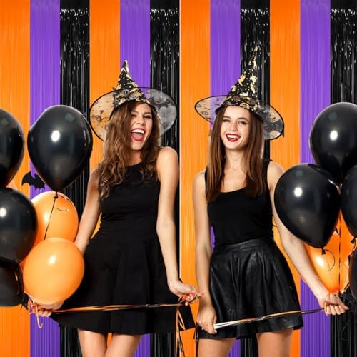 3.2 ft x 8.2 ft Metallic Tinsel Foil Fringe Party Backdrop for Halloween Birthday Graduation New Year's Party, alternate view