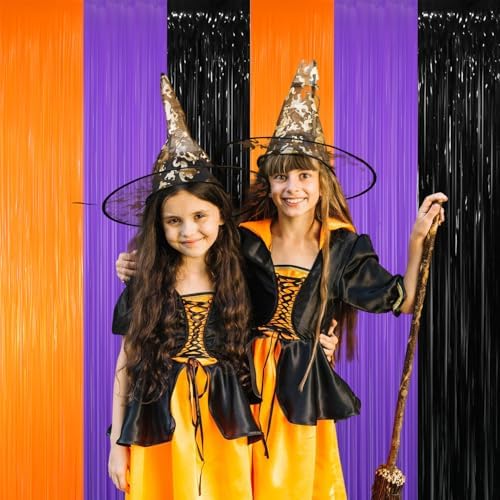 3.2 ft x 8.2 ft Metallic Tinsel Foil Fringe Party Backdrop for Halloween Birthday Graduation New Year's Party, alternate view