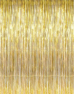 3.2 ft x 9.8 ft Metallic Tinsel Foil Fringe Curtains Party Photo Backdrop Party Streamers for Birthday