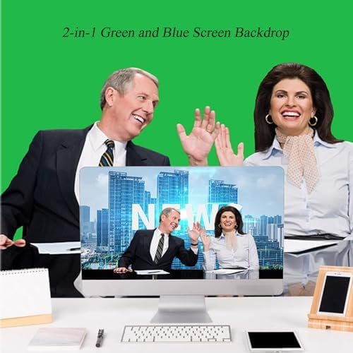 3.3x5ft/1x1.5m Chromakey Backdrop, 2-in-1 Green Screen and Blue Screen, Collapsible Pop Up Reversible Background, alternate