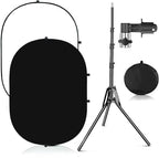 3.3x5ft/1x1.5m Chromakey Black White Backdrop with 6.23ft Stand, 2-in-1 Black Screen White Screen Collapsible