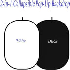 3.3x5ft/1x1.5m Chromakey Black White Backdrop with 6.23ft Stand, 2-in-1 Black Screen White Screen Collapsible, alternate view