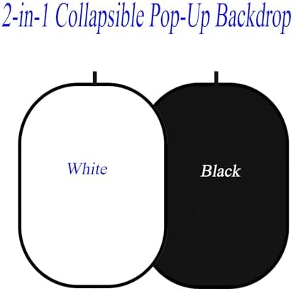 3.3x5ft/1x1.5m Chromakey Black White Backdrop with 6.23ft Stand, 2-in-1 Black Screen White Screen Collapsible, alternate view