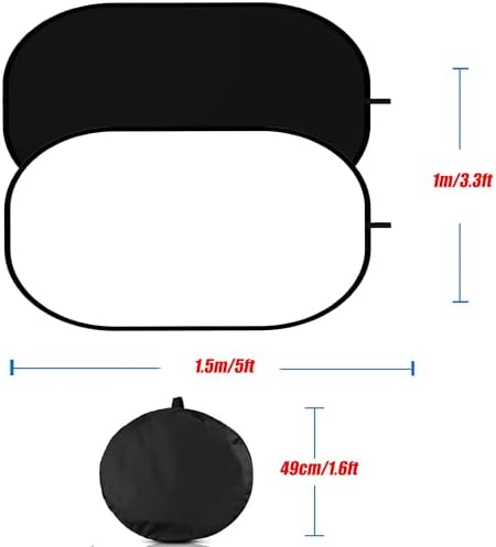 3.3x5ft/1x1.5m Chromakey Black White Backdrop with 6.23ft Stand, 2-in-1 Black Screen White Screen Collapsible, alternate view