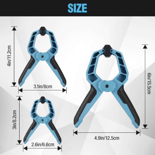 3, 4, 6 Inch Spring Clamps Heavy Duty, 16 Pack Plastic Clamp, alternate view 2