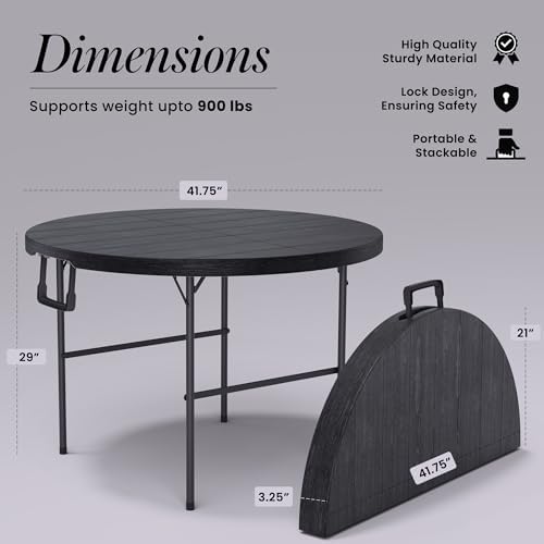 3.5 Feet Circular Round Foldable Table with Built in Handle & Steel Legs | Heavy Duty Portable | Perfect for, alternate view