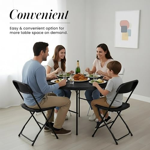 3.5 Feet Circular Round Foldable Table with Built in Handle & Steel Legs | Heavy Duty Portable | Perfect for, alternate view