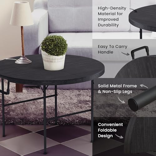 3.5 Feet Circular Round Foldable Table with Built in Handle & Steel Legs | Heavy Duty Portable | Perfect for, alternate view