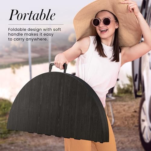 3.5 Feet Circular Round Foldable Table with Built in Handle & Steel Legs | Heavy Duty Portable | Perfect for, alternate view