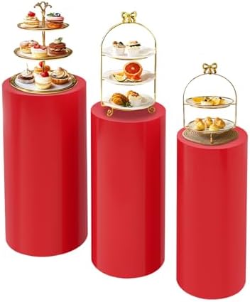 3/6 PCS Tall Cylinder Pedestal Stand Metal Cylinder Pedestal Stand Tall Round Pedestals Cake Stands for Party