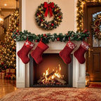3.9 ft Christmas Fireplace Cardboard Cutout, Photo Prop Standee Sign in Approx. 47.2 x 35.4 in in Colorful, Red, alternate