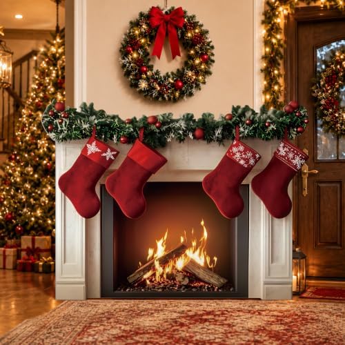 3.9 ft Christmas Fireplace Cardboard Cutout, Photo Prop Standee Sign in Approx. 47.2 x 35.4 in in Colorful, Red, alternate
