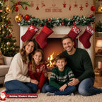3.9 ft Christmas Fireplace Cardboard Cutout, Photo Prop Standee Sign in Approx. 47.2 x 35.4 in in Colorful, Red, alternate