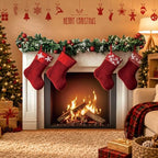 3.9 ft Christmas Fireplace Cardboard Cutout, Photo Prop Standee Sign in Approx. 47.2 x 35.4 in in Colorful, Red, alternate