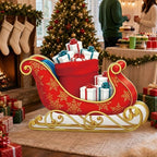 3.9 ft Santa Sleigh Cardboard Cutout, Christmas Photo Prop Standee Sign in 47.2 x 34.4 in in Colorful, alternate view 2