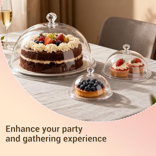 3 Acrylic Cake Domes Clear Round,8“ 10” 12“Acrylic Cake Stand for Keeping Fresh - Ideal for Cake Enthusiasts, alternate view