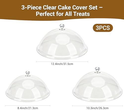 3 Acrylic Cake Domes Clear Round,8“ 10” 12“Acrylic Cake Stand for Keeping Fresh - Ideal for Cake Enthusiasts, alternate view