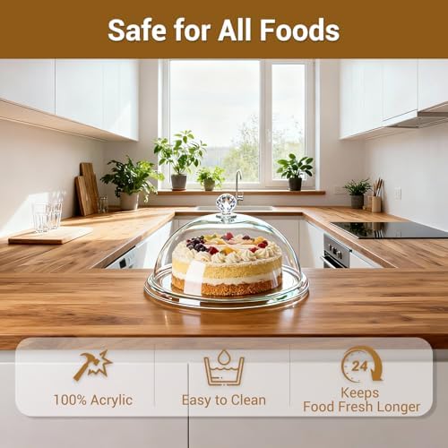 3 Acrylic Cake Domes Clear Round,8“ 10” 12“Acrylic Cake Stand for Keeping Fresh - Ideal for Cake Enthusiasts, alternate view