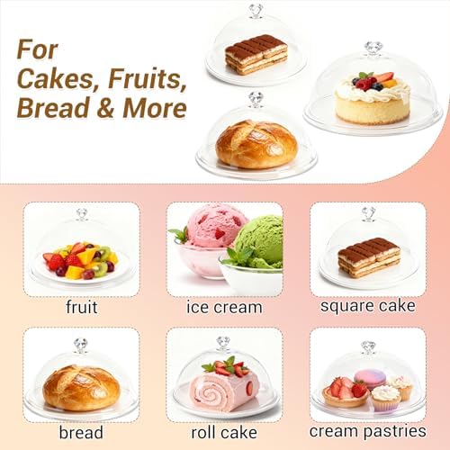 3 Acrylic Cake Domes Clear Round,8“ 10” 12“Acrylic Cake Stand for Keeping Fresh - Ideal for Cake Enthusiasts, alternate view