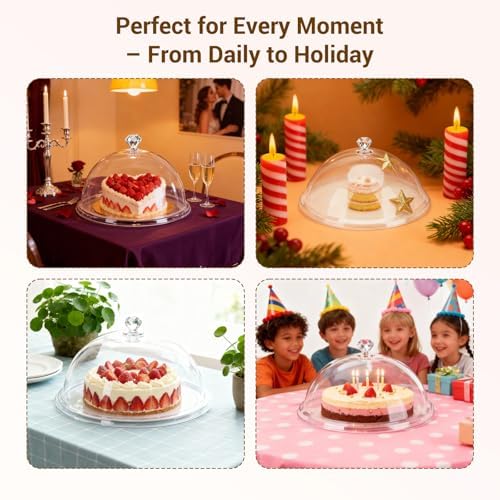 3 Acrylic Cake Domes Clear Round,8“ 10” 12“Acrylic Cake Stand for Keeping Fresh - Ideal for Cake Enthusiasts, alternate view