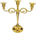 3-Arm Metal Candelabra Candle Holder Table Centerpiece, Gold in Black