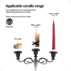 3-Arm Metal Candelabra Candle Holder Table Centerpiece, Gold in Black, alternate view 3