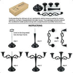 3-Arm Metal Candelabra Candle Holder Table Centerpiece, Gold in Black, alternate view 5