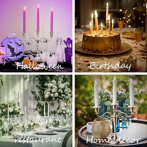 3-Arm Metal Candelabra Candle Holder Table Centerpiece, Gold in Black, alternate view 6