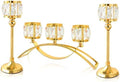 3 Arms Crystal Bowl Tealight Candelabra Votive Candle Stand, Wedding centerpieces for Tables Crystal
