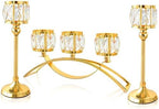 3 Arms Crystal Bowl Tealight Candelabra Votive Candle Stand, Wedding centerpieces for Tables Crystal