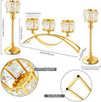 3 Arms Crystal Bowl Tealight Candelabra Votive Candle Stand, Wedding centerpieces for Tables Crystal, alternate view 3