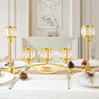 3 Arms Crystal Bowl Tealight Candelabra Votive Candle Stand, Wedding centerpieces for Tables Crystal, alternate view 4