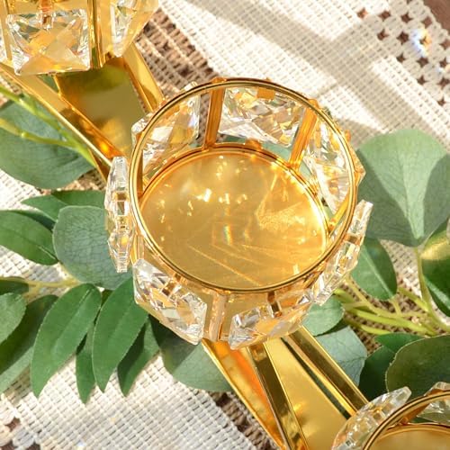 3 Arms Crystal Bowl Tealight Candelabra Votive Candle Stand, Wedding centerpieces for Tables Crystal, alternate view 6