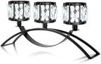 3 Arms Crystal Bowl Tealight Candelabra Votive Candle Stand, Wedding centerpieces for Tables Crystal