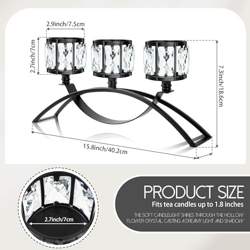 3 Arms Crystal Bowl Tealight Candelabra Votive Candle Stand, Wedding centerpieces for Tables Crystal, alternate view 3