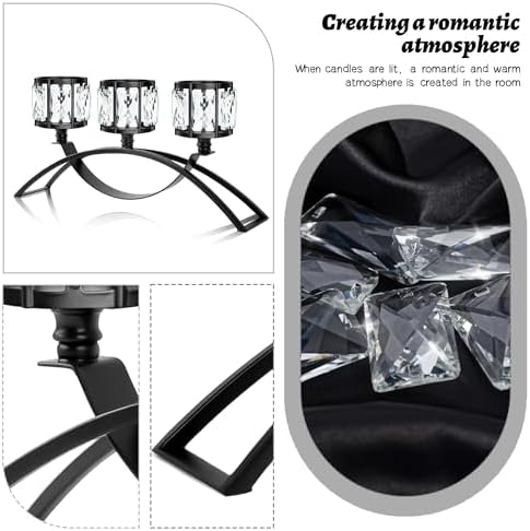 3 Arms Crystal Bowl Tealight Candelabra Votive Candle Stand, Wedding centerpieces for Tables Crystal, alternate view 4