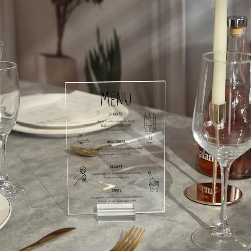 3" Clear Acrylic Stand |60 Pack 3mm Slot Wedding Sign Holders, Perfect for Wedding, Table Number, Exhibition, alternate view