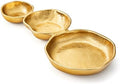 3 Cluster Decorative Bowls Gold Hammered Snack Tray Bowl Chip & Dip Serving Piece Strong Brass Centerpiece